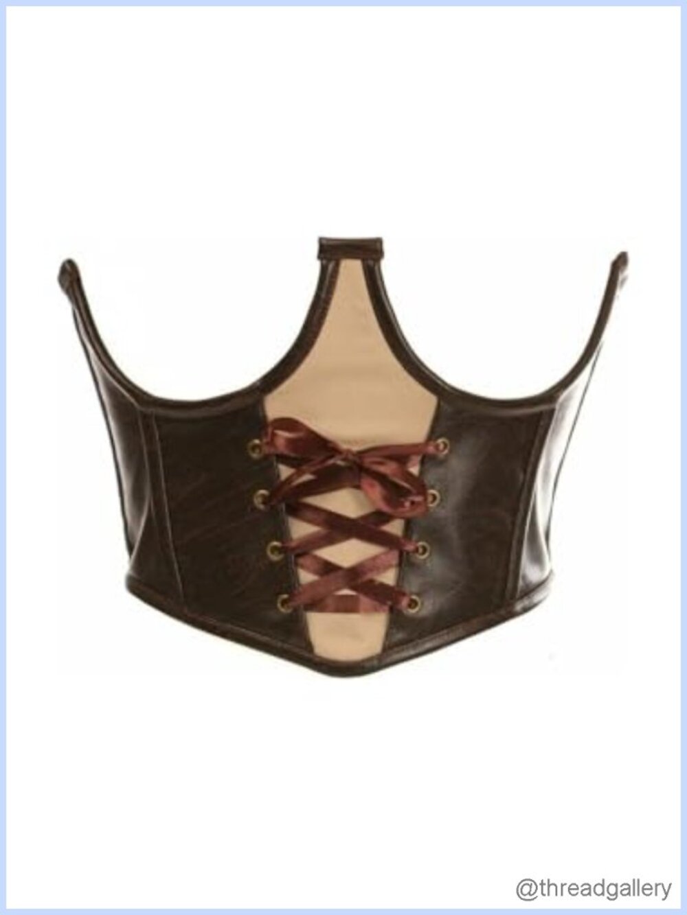 Faux Leather Steel Boned Open Cup Waist Cincher Corset Lace-Up Back